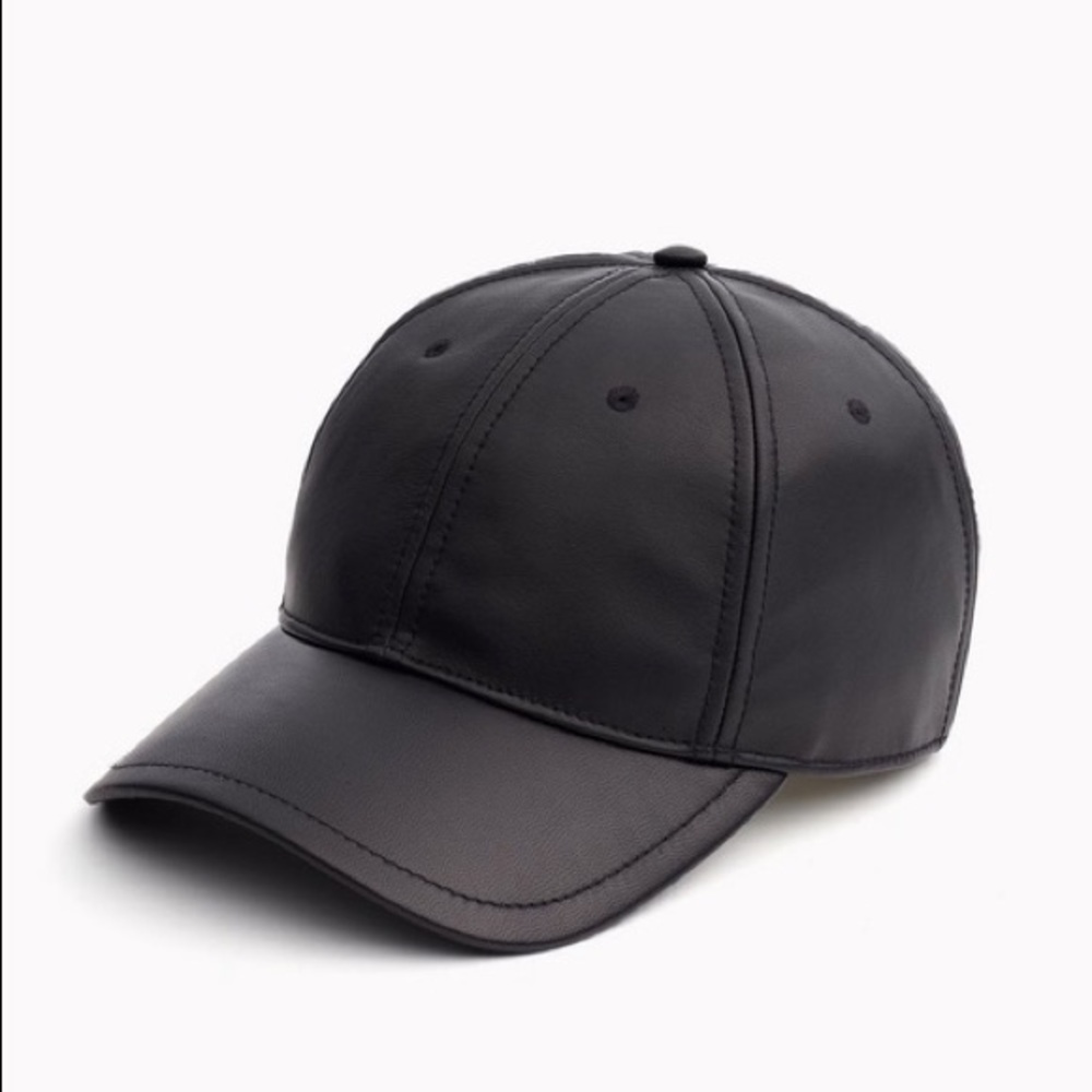 Rag & Bone Archie black leather cap